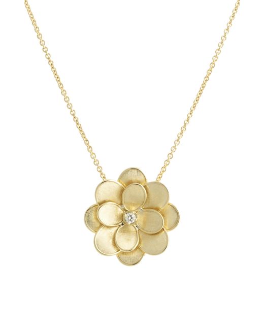 Marco Bicego Metallic Petali 18k Yellow Gold & Diamond Large Flower Pendant Necklace