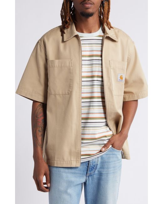 Carhartt Natural Zip-up Short Sleeve Shirt for men