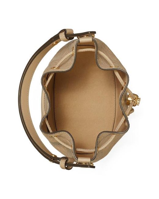 Tory Burch Natural T Monogram Debossed Bucket Bag