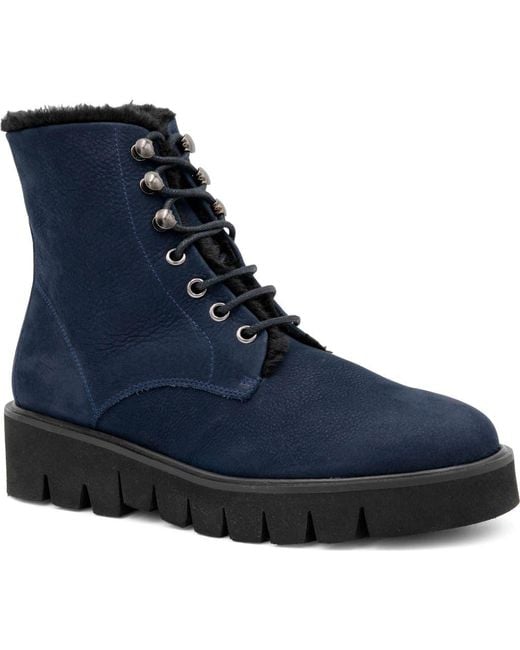 Amalfi by Rangoni Blue Rivoli Faux Shearling Bootie