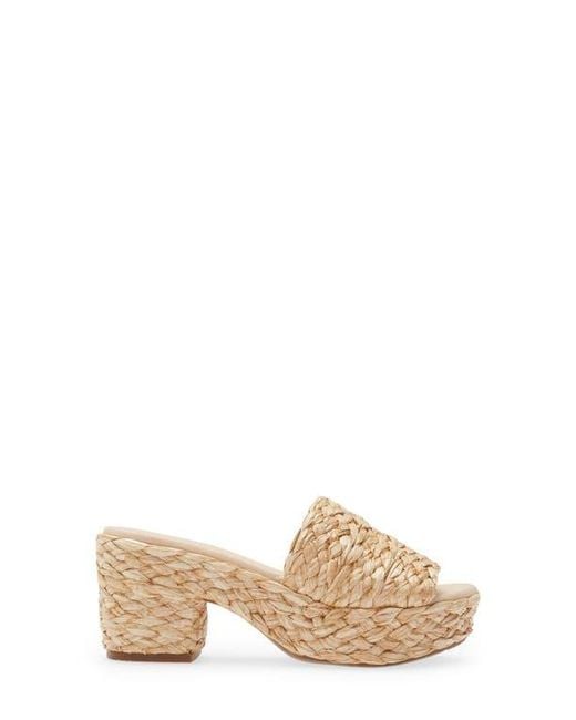 Chocolat Blu Natural Raffia Platform Slide Sandal