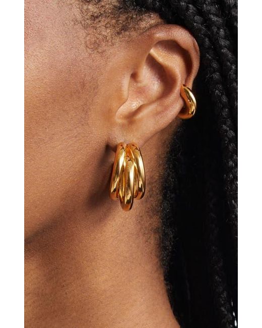 Rabanne Metallic Triple Loop Hoop Earrings & Ear Cuff Set