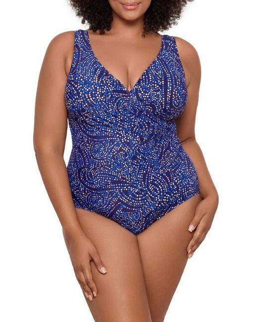 Miraclesuit Blue Spotlight Oceanus Abstract Print One-Piece Swimsuit