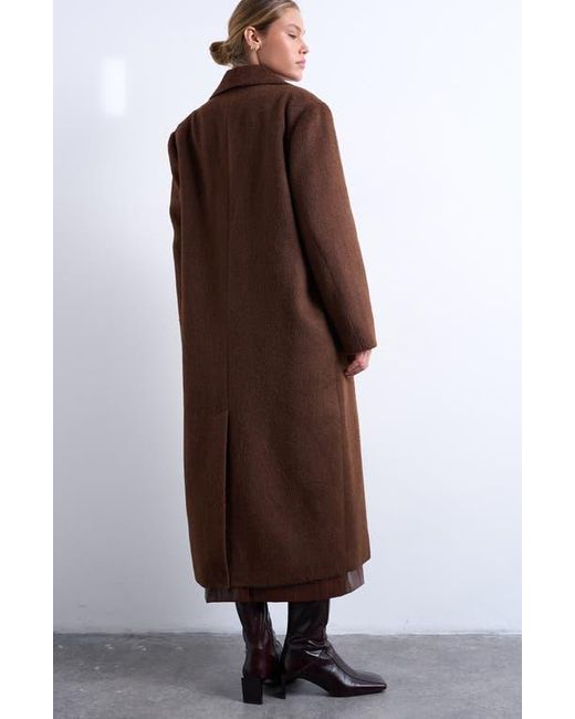 TOPSHOP Brown Single Breasted Longline Coat