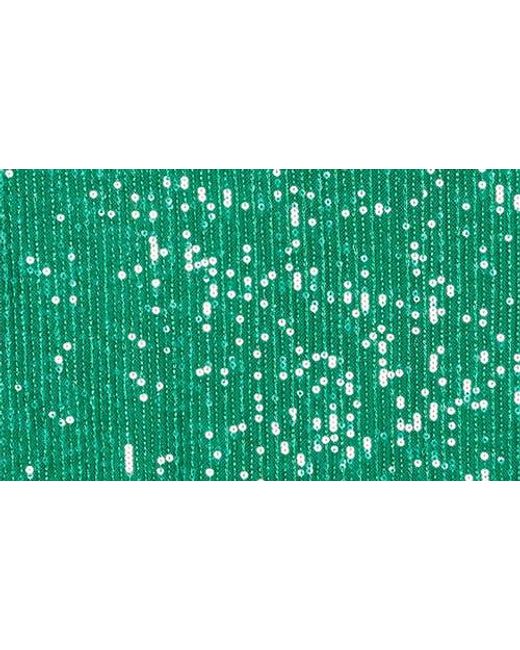 Anne Klein Green Sequin Double Scoop Neck Mesh Tank