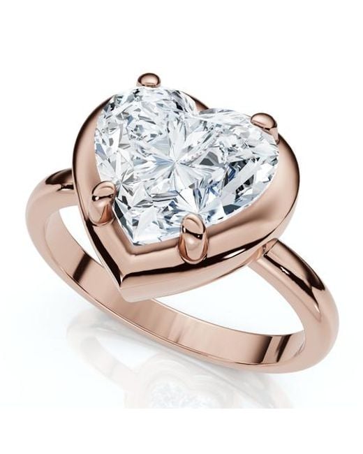 Bliss Diamond Multicolor Certified 2 1/2Ct Heart Diamond Button Engagement Ring 14K Or Pt Lab Grown