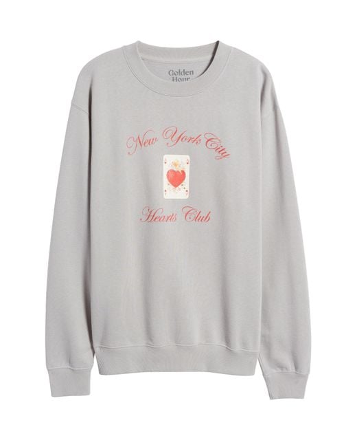 GOLDEN HOUR Gray New York City Hearts Club Cotton Blend Fleece Graphic Sweatshirt