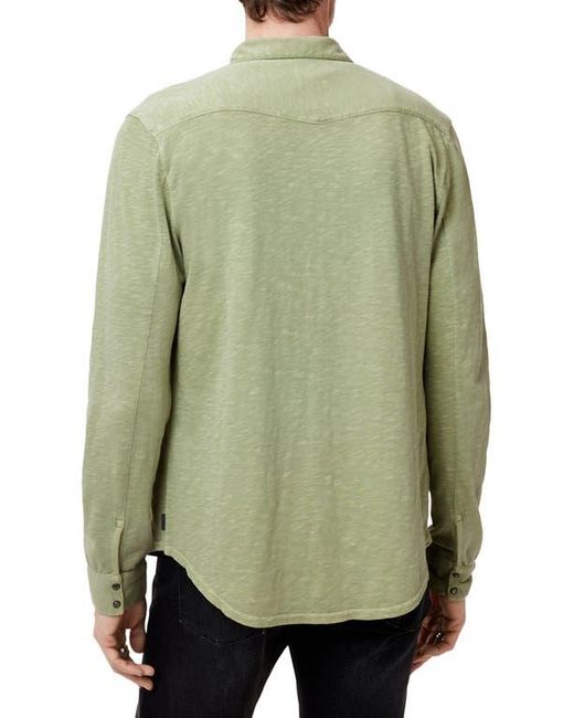 John Varvatos Green Avron Slub Organic Cotton Knit Snap-Up Western Shirt for men
