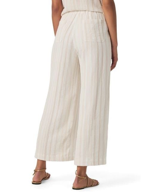 Splendid Natural Kit Stripe Cotton Gauze Crop Wide Leg Pants