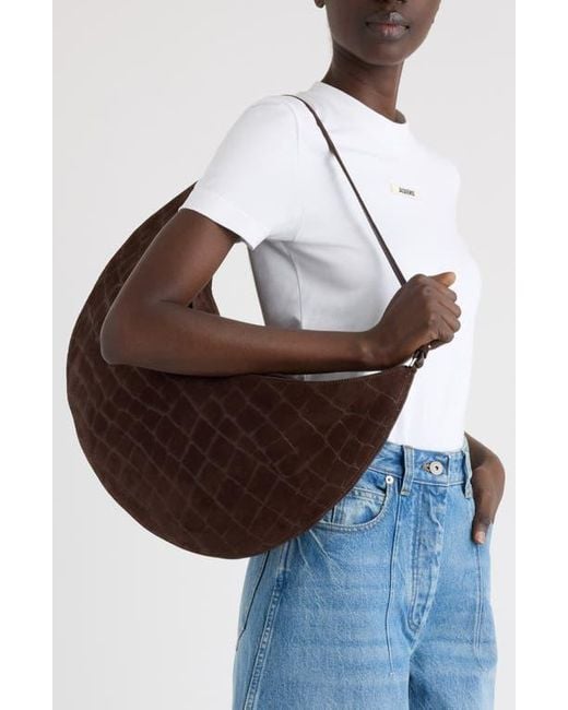 Jacquemus Brown Le Sac Ovalo Suede Hobo Bag