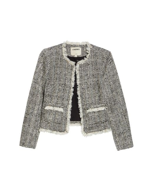 L'Agence Gray Angelina Metallic Tweed Jacket