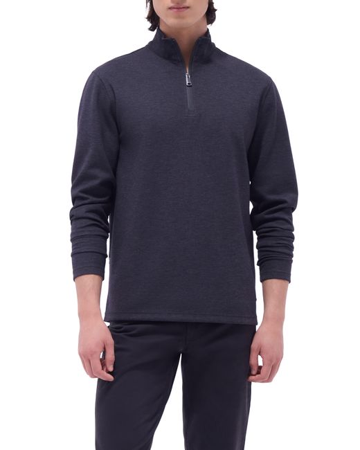 Bugatchi Blue Quarter Zip Performance Pullover for men