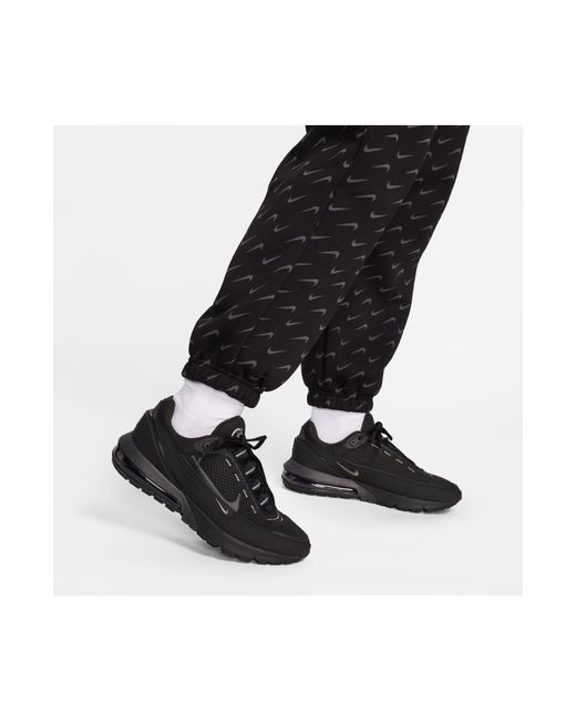 Nike Black Swoosh Print Cotton Blend Fleece Sweatpants