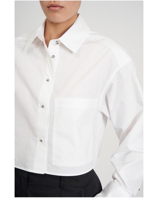 Rebecca Minkoff White Layne Crop Button-up Shirt