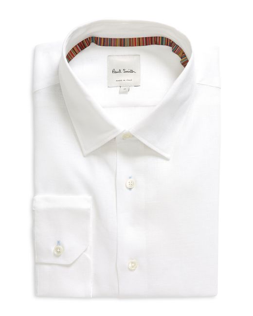 Paul Smith White Tailored Fit Linen Dress Shirt for men