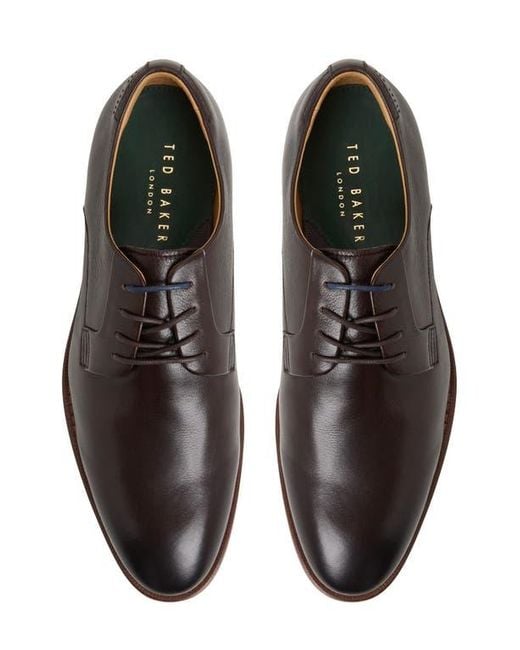 Ted Baker Brown Regent Plain Toe Derby for men