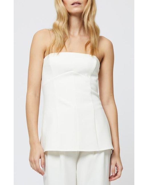 French Connection White Azra Strapless Twill Top