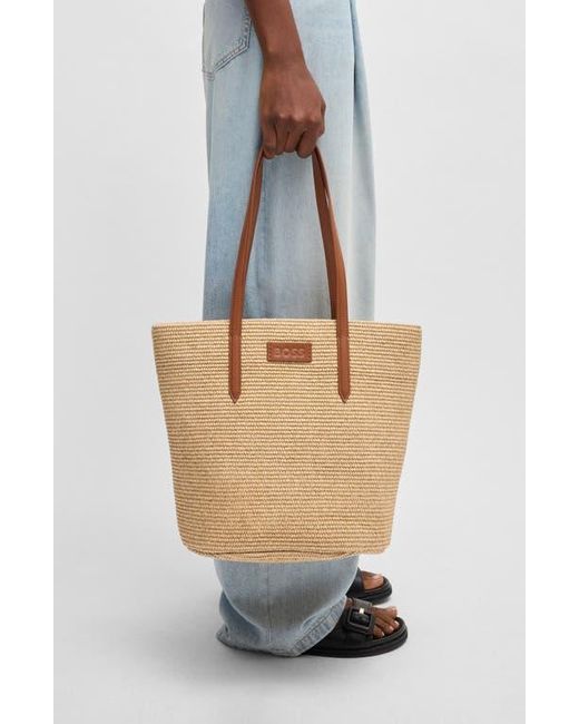 BOSS Palmah Faux Raffia Tote in Natural | Lyst