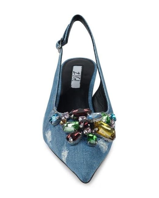 Zigi Blue Rossy Pointed Toe Slingback Pump