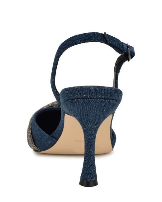 Nine West Blue Deby Pointed Toe Slingback Pump