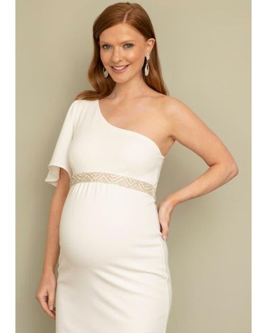 Tiffany Rose Maternity White Taylor One Shoulder Dress