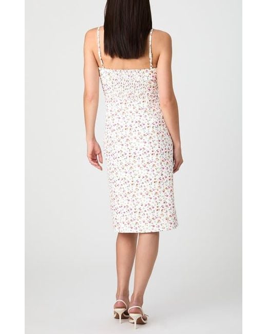 French Connection White Echo Floral Crepe Midi Dress