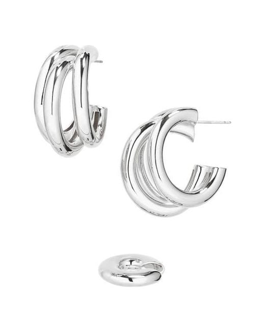 Rabanne White Triple Loop Hoop Earrings & Ear Cuff Set