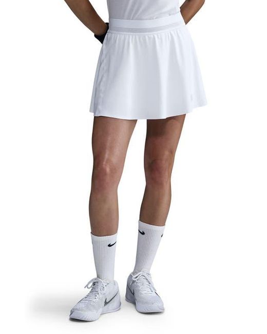 Nike White Court Ace Advantage Dri-Fit High Waist Tennis Skirt