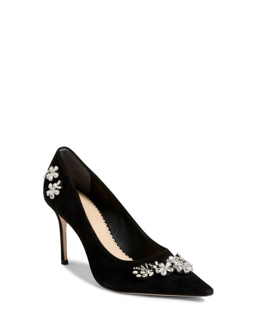 Cinq À Sept Black Appliqué Pointed Toe Pump