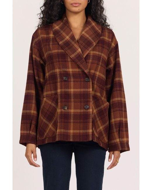 DEAR JOHN Red Marlow Plaid Double Breasted Jacket