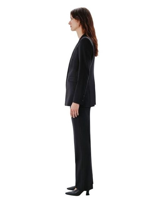 Another Tomorrow Black Tailored Single-Button Merino Wool Blazer