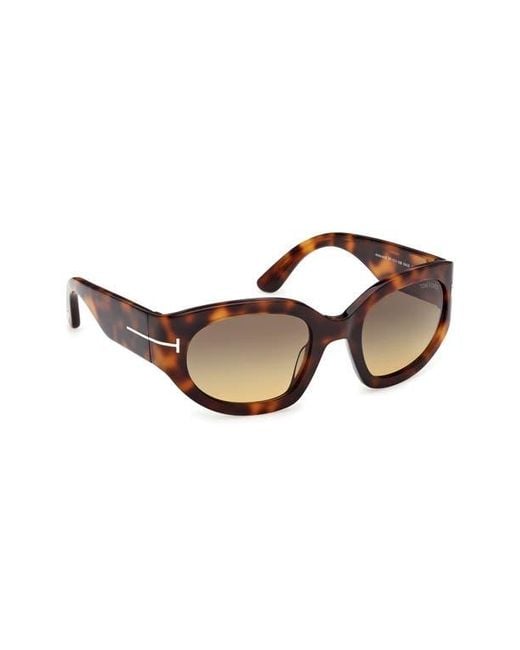 Tom Ford Brown Arizona 53Mm Gradient Rectangular Sunglasses