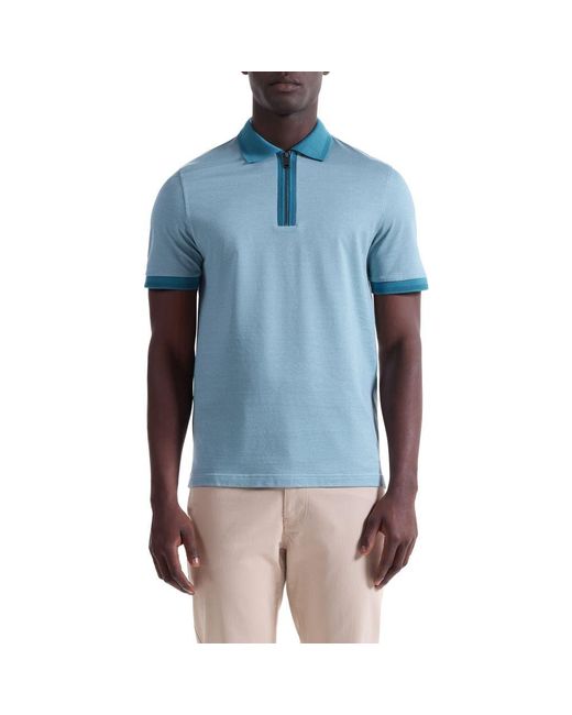 Bugatchi Blue Quarter Zip Polo for men