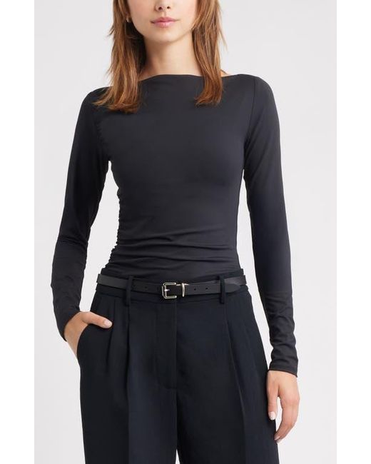 Open Edit Black Ruched Side Top