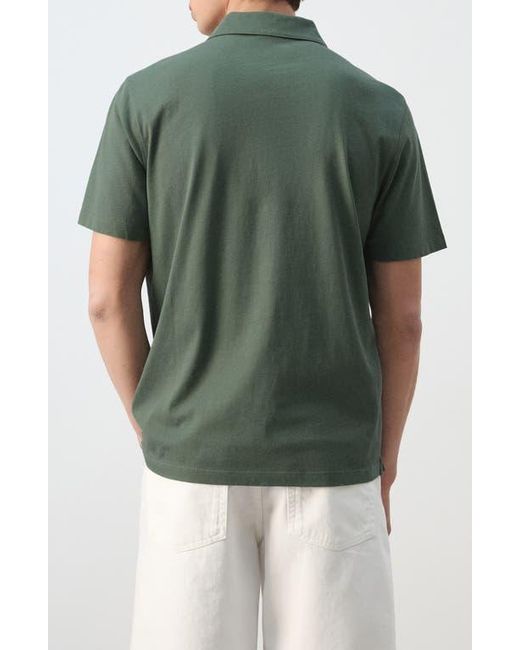 Mango Green Solid Cotton Piqué Polo for men