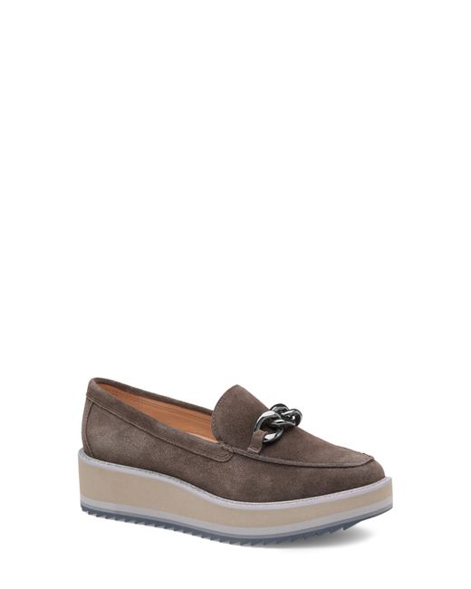 Johnston & Murphy Brown Gracelyn Chain Platform Suede Loafer