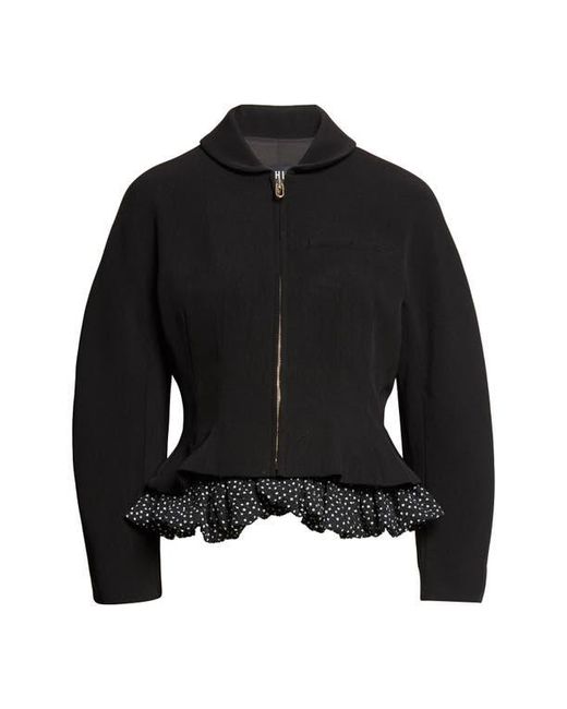 Ashlyn Black Roya Ruffle Trim Jacket