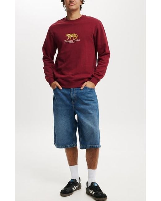 Cotton On Red Graphic Crew Fleece for men