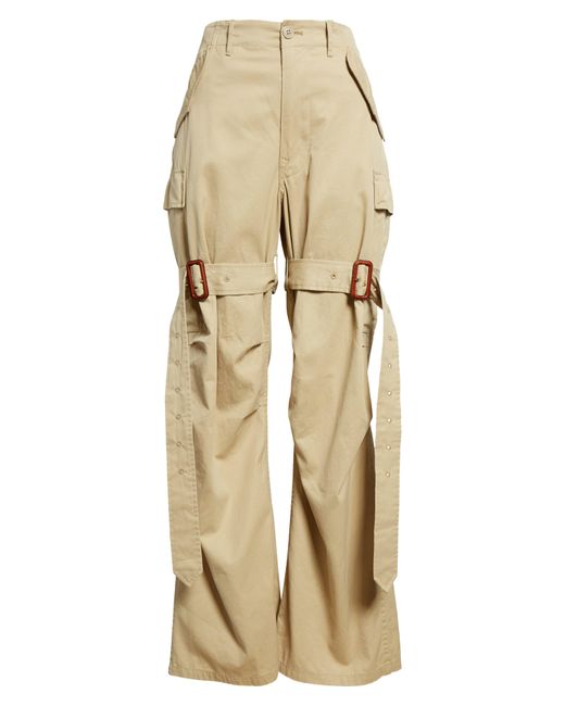 R13 Trench Wide Leg Cotton Cargo Pants in Natural | Lyst