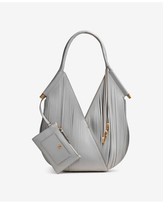 Donna Karan Gray Baldwin Lasercut Shoulder Bag