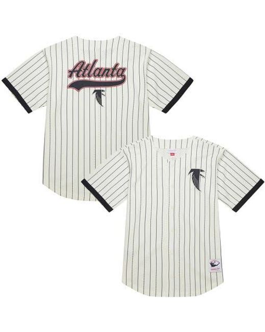 Mitchell & Ness White Atlanta Falcons Vintage Logo Final Seconds Full-Button Mesh Top for men