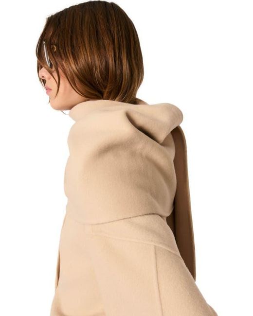 Maje Natural Double-Faced Coat With Scarf