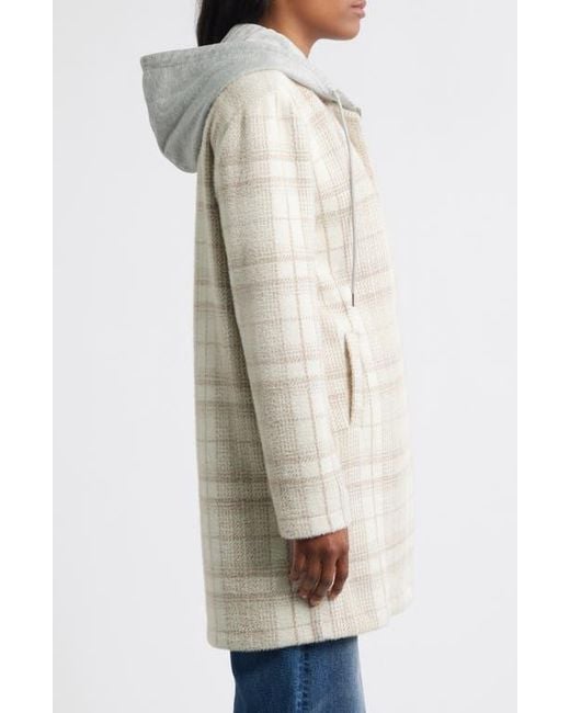 Thread & Supply Natural Plaid Coat With Bib Hoodie