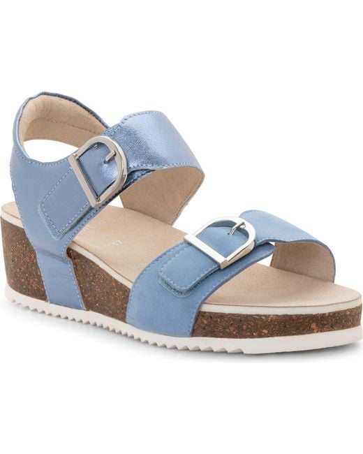 Ara Blue Nova Slingback Platform Wedge Sandal