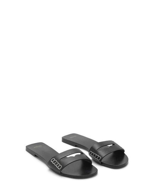 Mango Black Penny Strap Slide Sandal