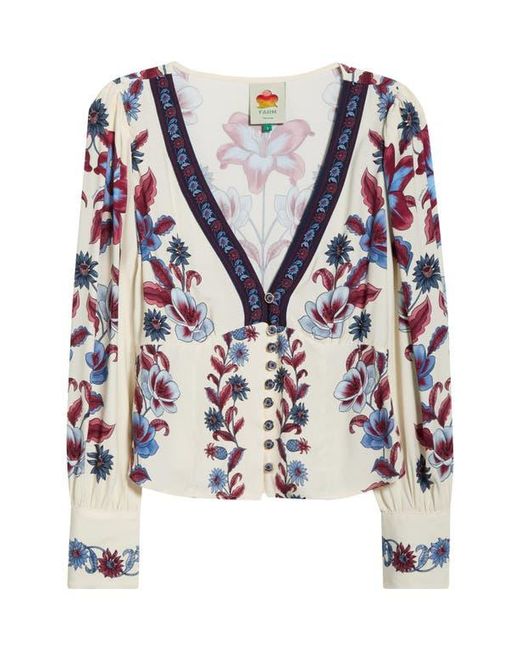 Farm Rio White Malu Floral Top