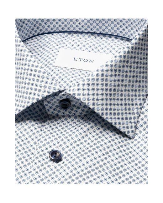 Eton of Sweden Gray Contemporary Fit Neat Floral Print Cotton Dress Shirt for men