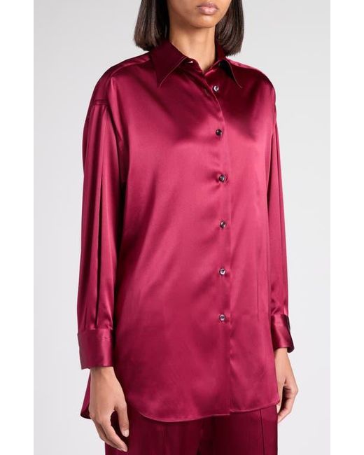 Tom Ford Red Relaxed Fit Stretch Silk Satin Blouse
