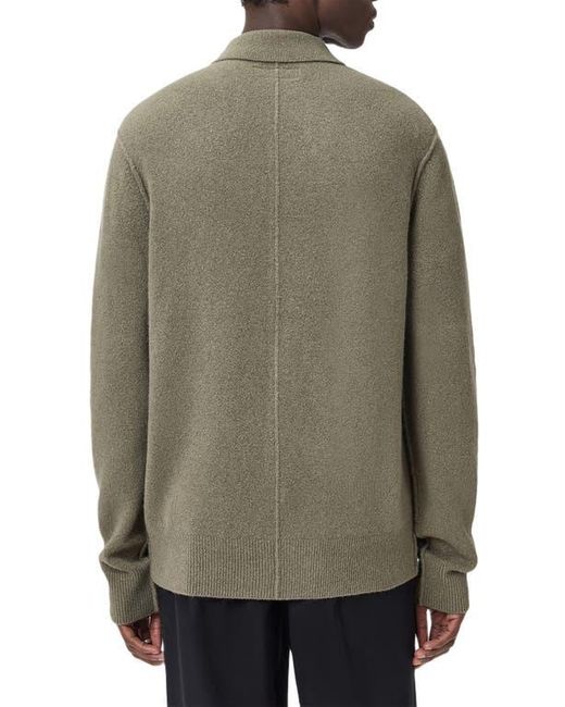 AllSaints Green Patern Long Sleeve Polo for men