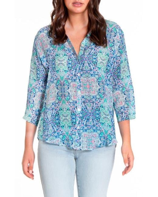 Apny Women's Blue Venetian Patchwork Tunic